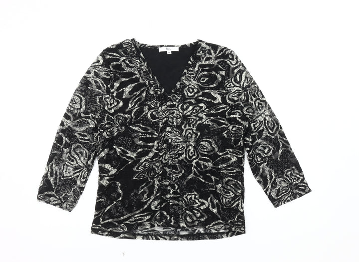 Kiss Collection Women's Black Floral Lace Blouse, Medium