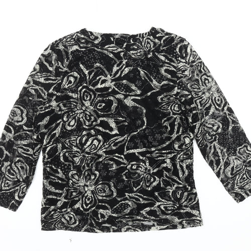 Kiss Collection Women's Black Floral Lace Blouse, Medium
