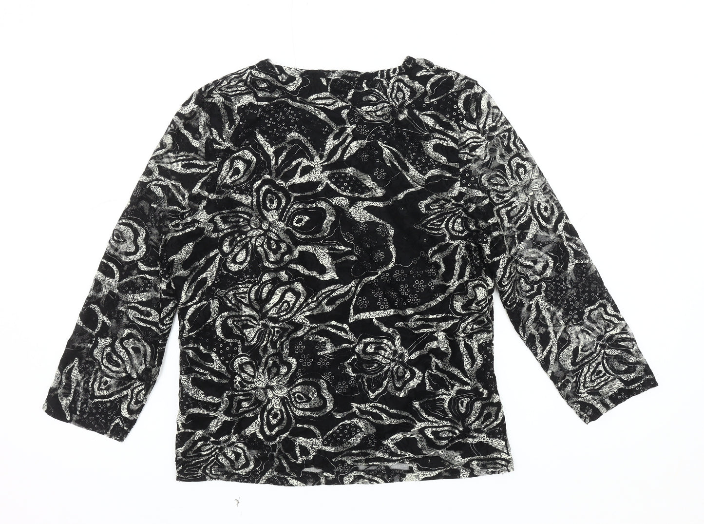 Kiss Collection Women's Black Floral Lace Blouse, Medium
