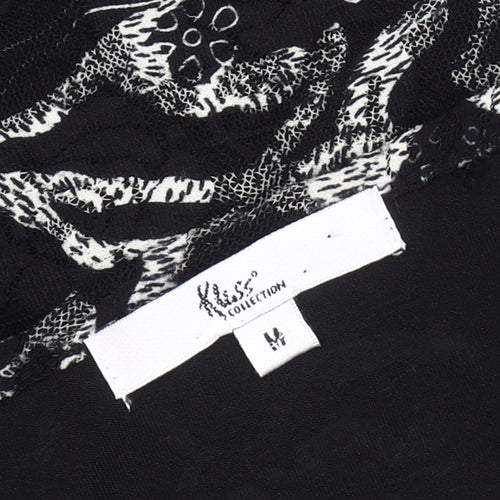 Kiss Collection Women's Black Floral Lace Blouse, Medium