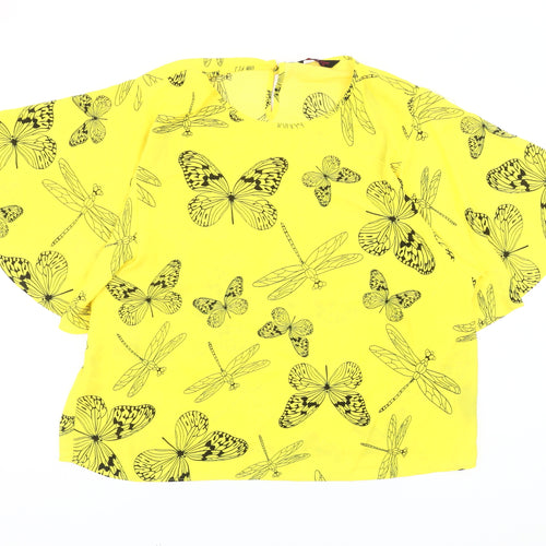 Marina Kaneva Yellow Animal Print Flutter Top