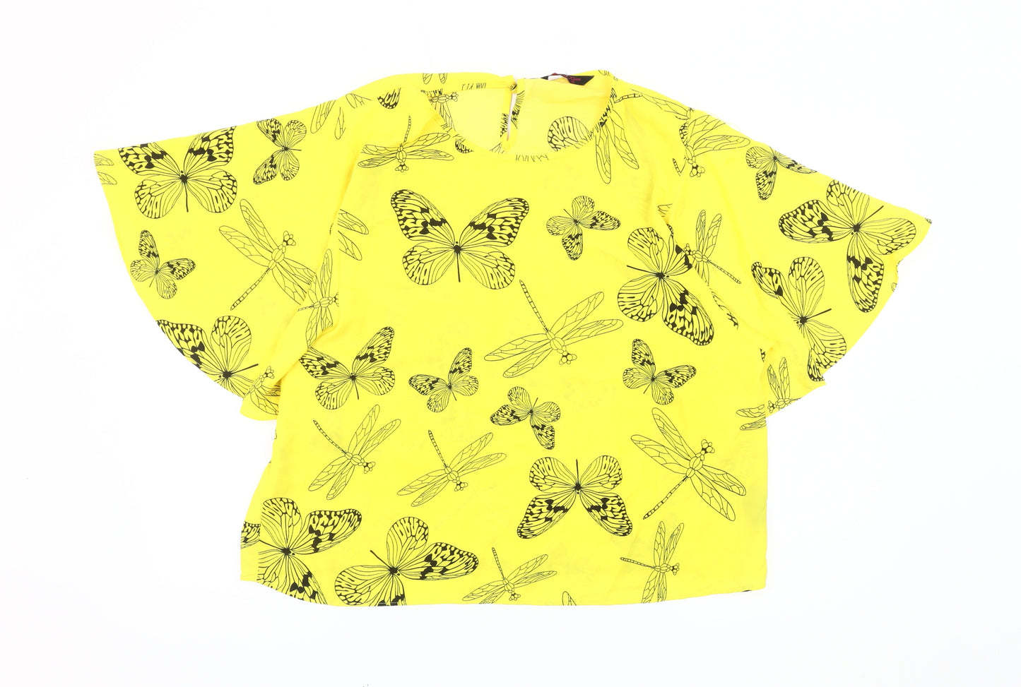 Marina Kaneva Yellow Animal Print Flutter Top