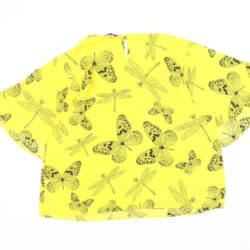 Marina Kaneva Yellow Animal Print Flutter Top