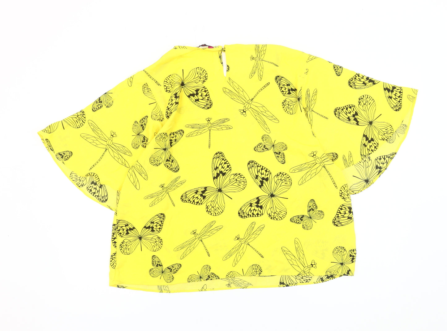 Marina Kaneva Yellow Animal Print Flutter Top