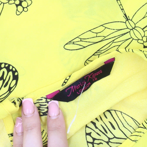 Marina Kaneva Yellow Animal Print Flutter Top