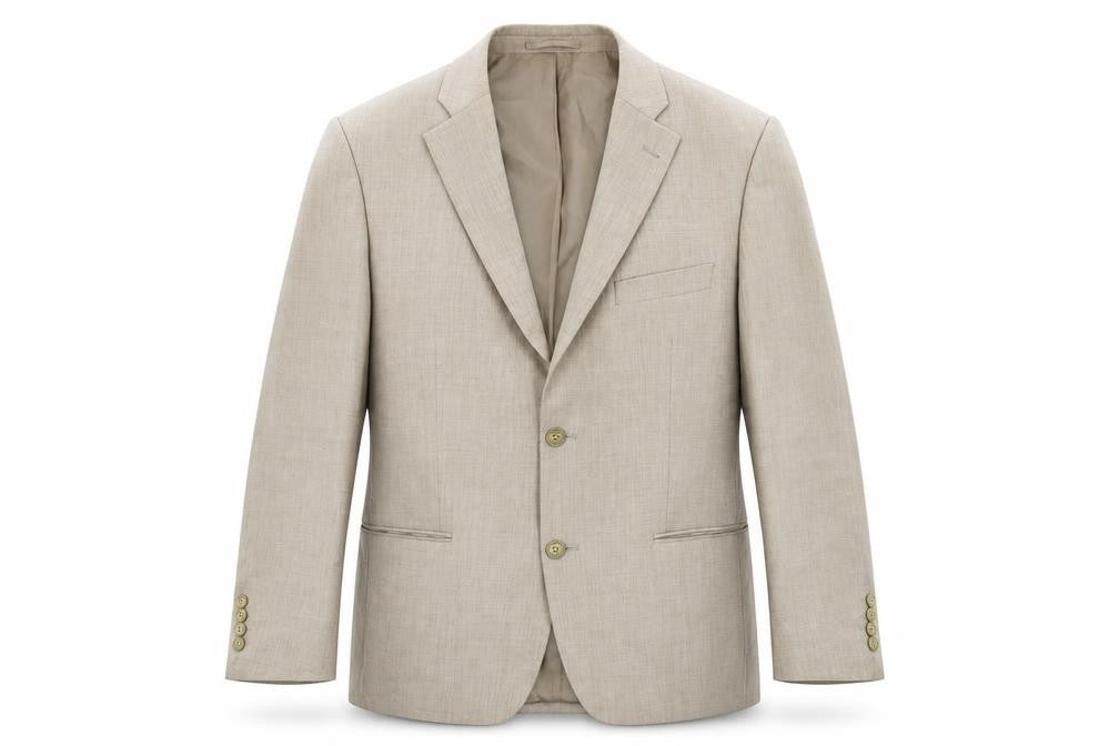 Front view of Greenwoods Men's Beige Blazer, 40S Polyester, Excellent