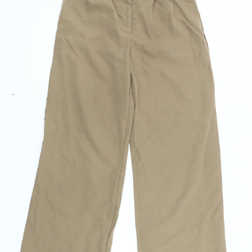 PrettyLittleThing Beige Wide-Leg Trousers Size 8