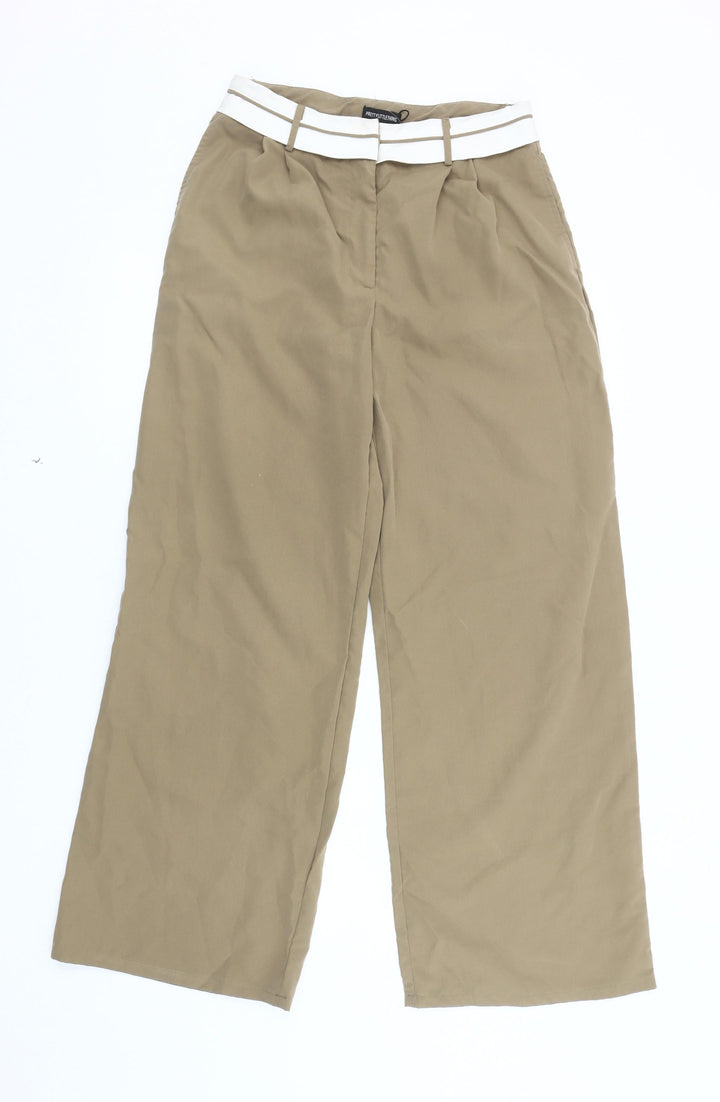 PrettyLittleThing Beige Wide-Leg Trousers Size 8