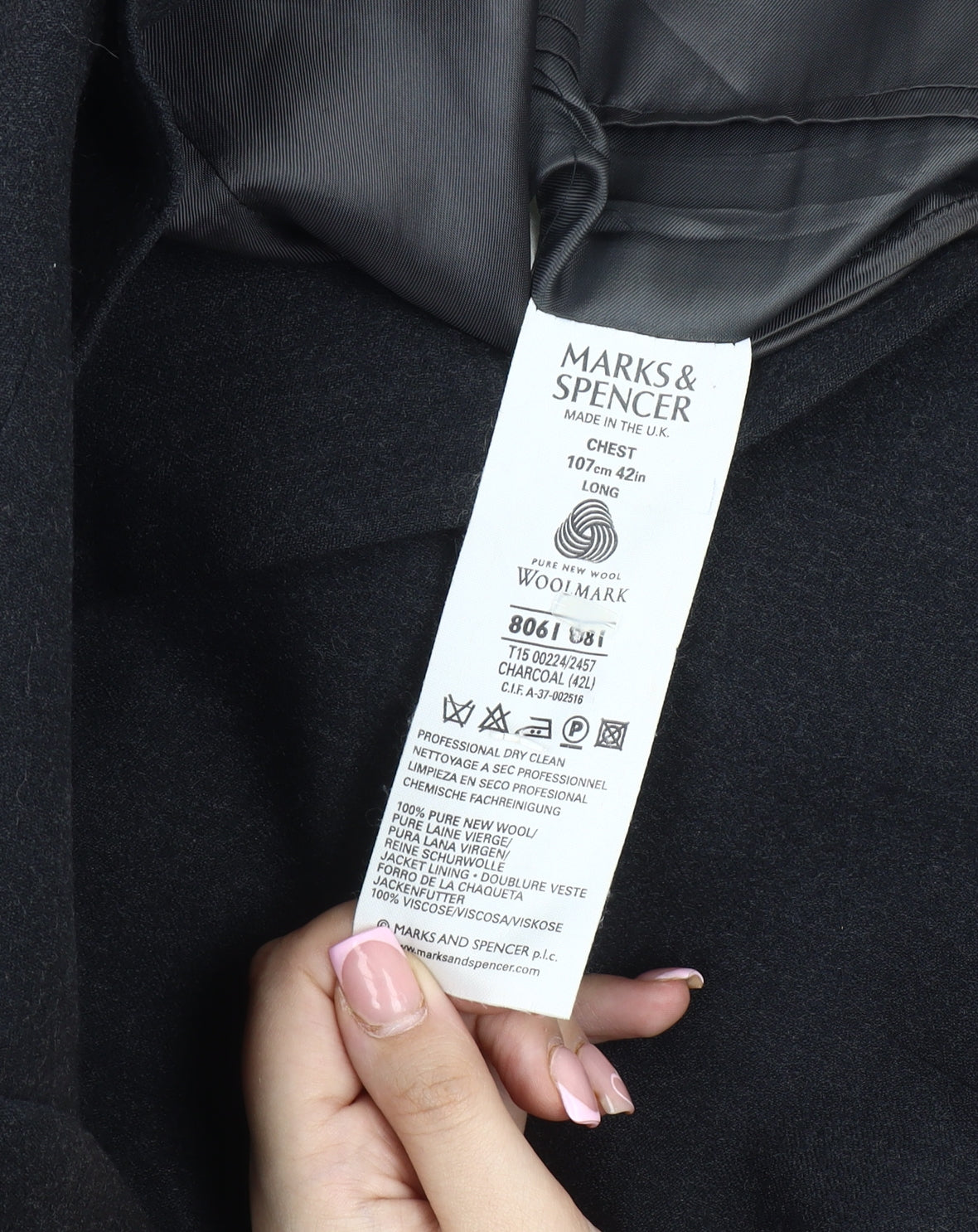 Marks and Spencer Men's Charcoal 42L Wool Blazer