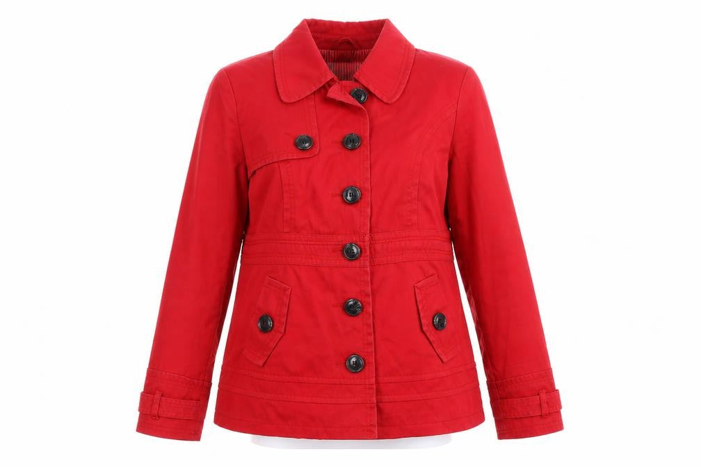 Front view of Next Red Women's, size 12, Trench Coat Jacket