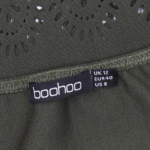 Boohoo Women’s Green Cropped Off Shoulder Top Size 12