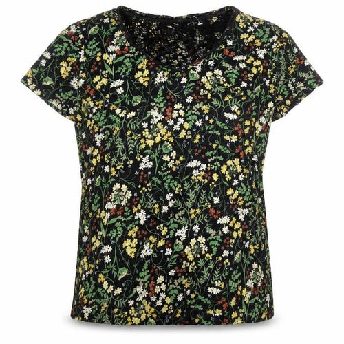 FatFace Women's Black Floral T-Shirt, Size 10, Cotton