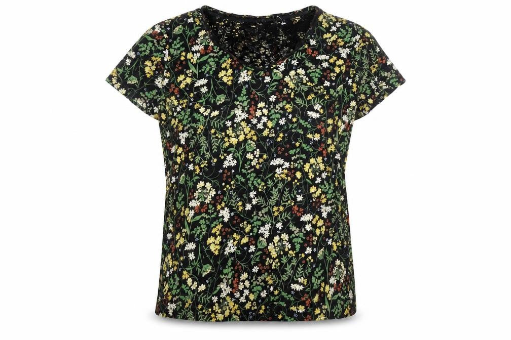 FatFace Women's Black Floral T-Shirt, Size 10, Cotton