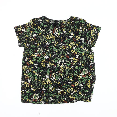 FatFace Women's Black Floral T-Shirt, Size 10, Cotton