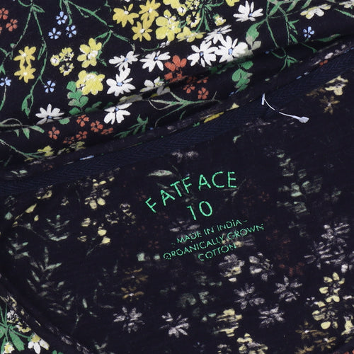 FatFace Women's Black Floral T-Shirt, Size 10, Cotton