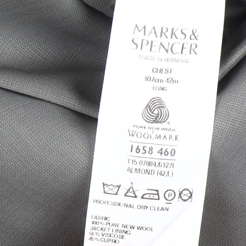 Marks & Spencer Men's Grey Wool Blazer Jacket 42L