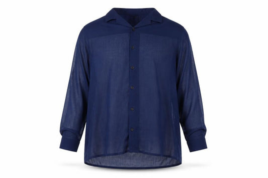 Front view of ASOS DESIGN Men's Blue 2XL Sheer Button-Up Shirt