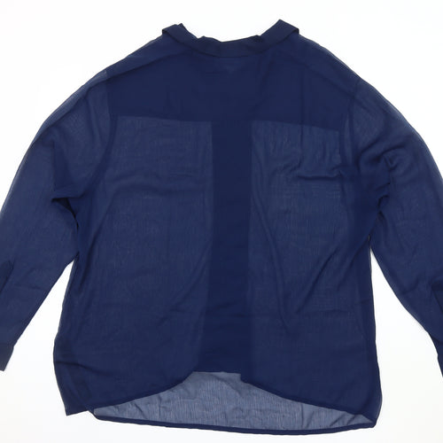 ASOS DESIGN Men's Blue 2XL Sheer Button-Up Shirt