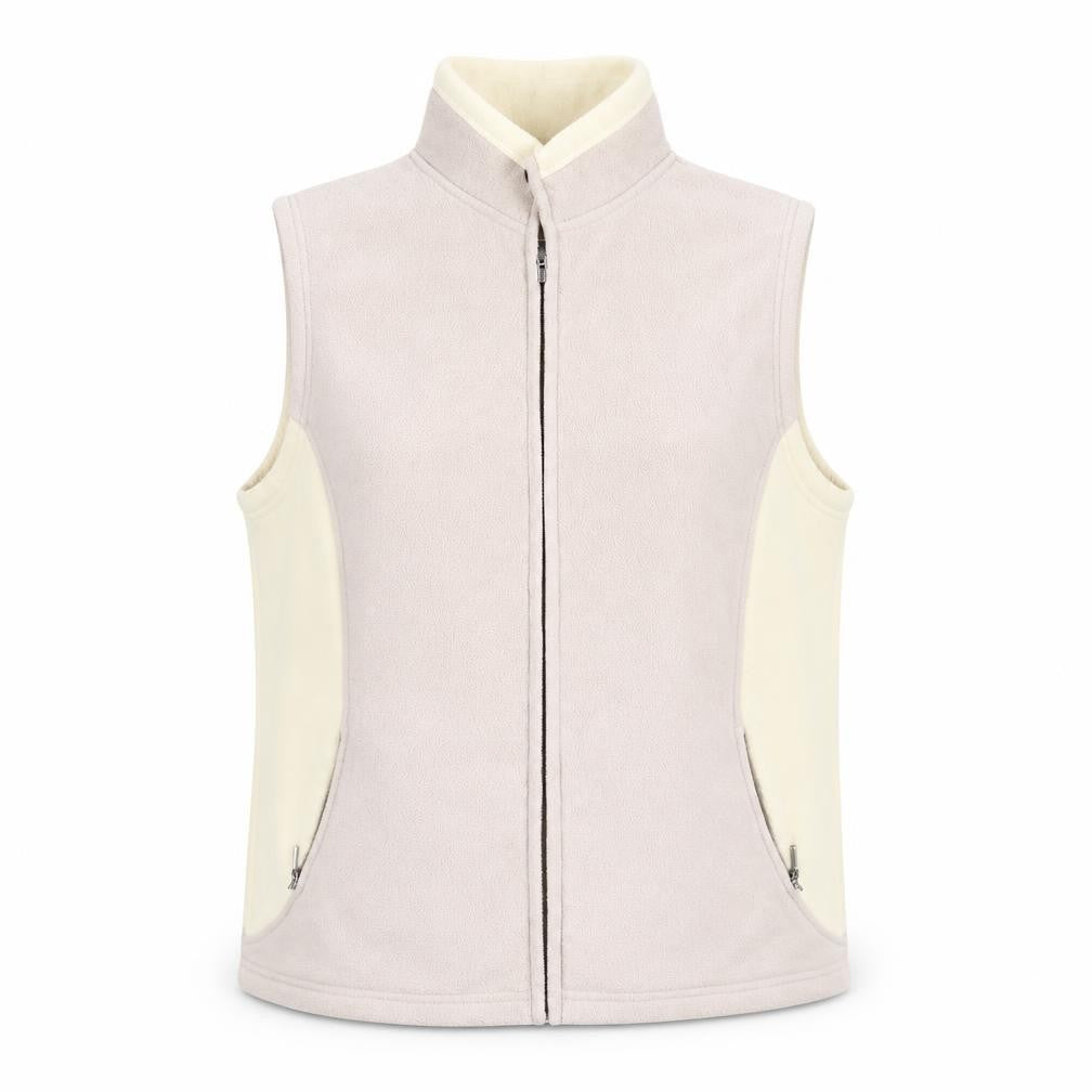 Front view of Bonmarché Women's Beige Bodywarmer, Medium, Zip Closure