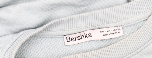 Bershka Blue Men's Large Crew Neck T-Shirt