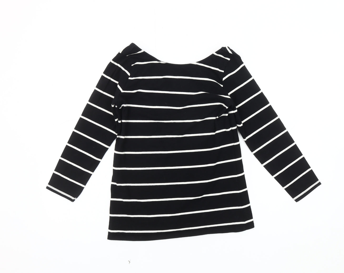 Zara Women's Black Striped Boat Neck T-Shirt, Size 12