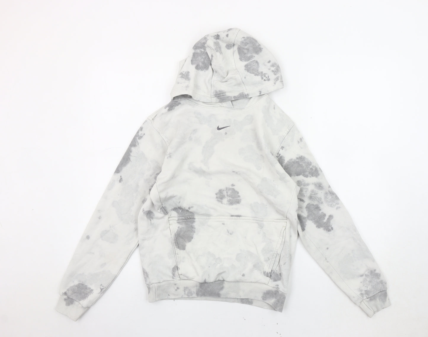 Nike Girls White Grey Tie-Dye Pullover Hoodie, Size L