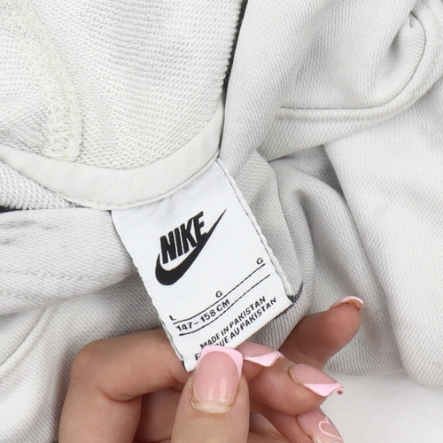 Nike Girls White Grey Tie-Dye Pullover Hoodie, Size L