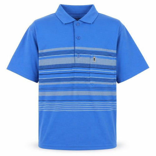 Jinhaolai Men's Blue Striped Polo Shirt L