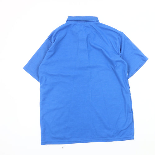 Jinhaolai Men's Blue Striped Polo Shirt L