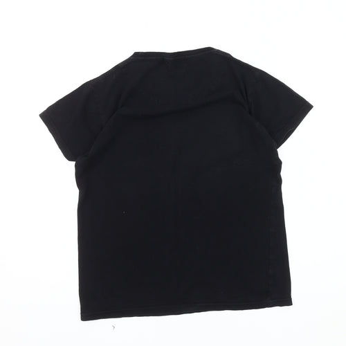 YEL Men's XS Black Graphic Print Crew Neck T-Shirt