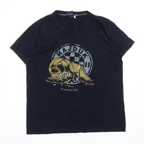 Hajduk Men's Black Graphic T-Shirt L Regular Fit