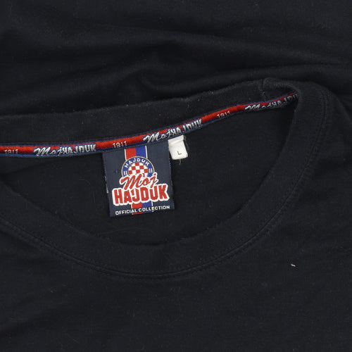 Hajduk Men's Black Graphic T-Shirt L Regular Fit