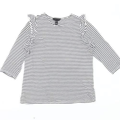 New Look Women's Black Striped T-Shirt - Size 12
