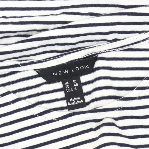 New Look Women's Black Striped T-Shirt - Size 12