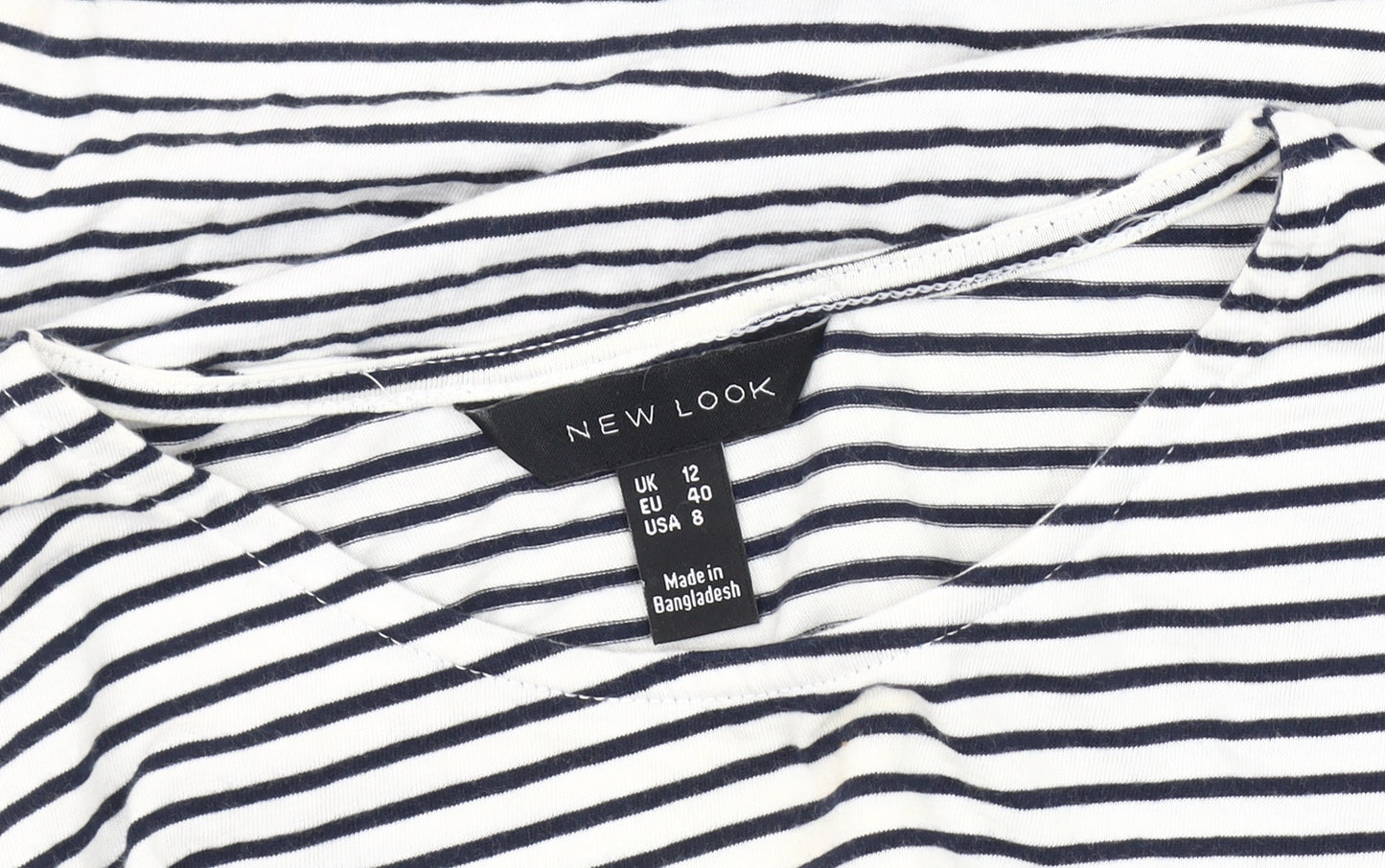 New Look Women's Black Striped T-Shirt - Size 12