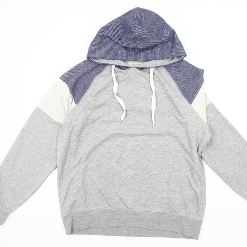 River Island Men's Grey Hoodie L Pullover Lightweight