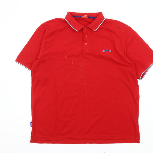 Slazenger Men's Red XL Polo Shirt Collared with Logo