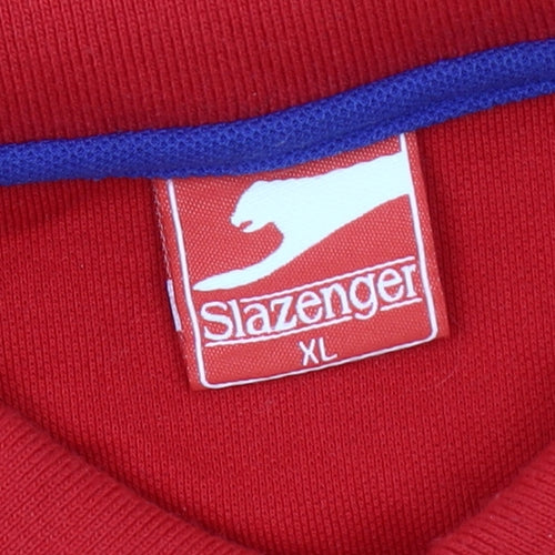 Slazenger Men's Red XL Polo Shirt Collared with Logo