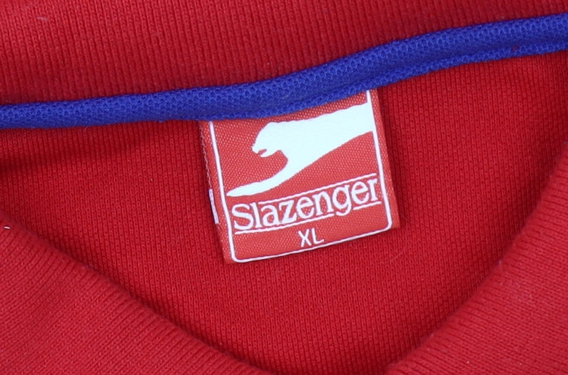 Slazenger Men's Red XL Polo Shirt Collared with Logo