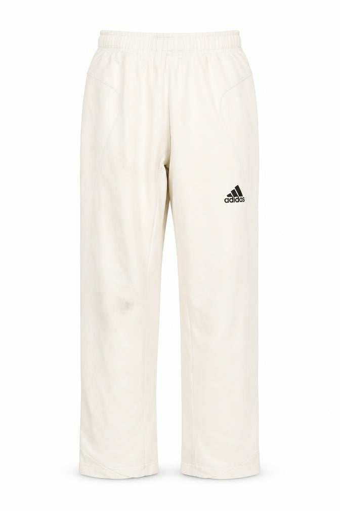 Front view of Adidas boys’ ivory track pants 9-10 years athletic wear