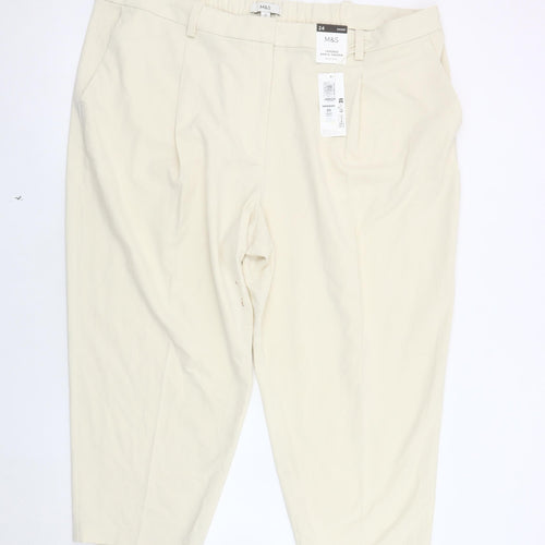 Marks and Spencer Women's Ivory Ankle Trousers, Size 24