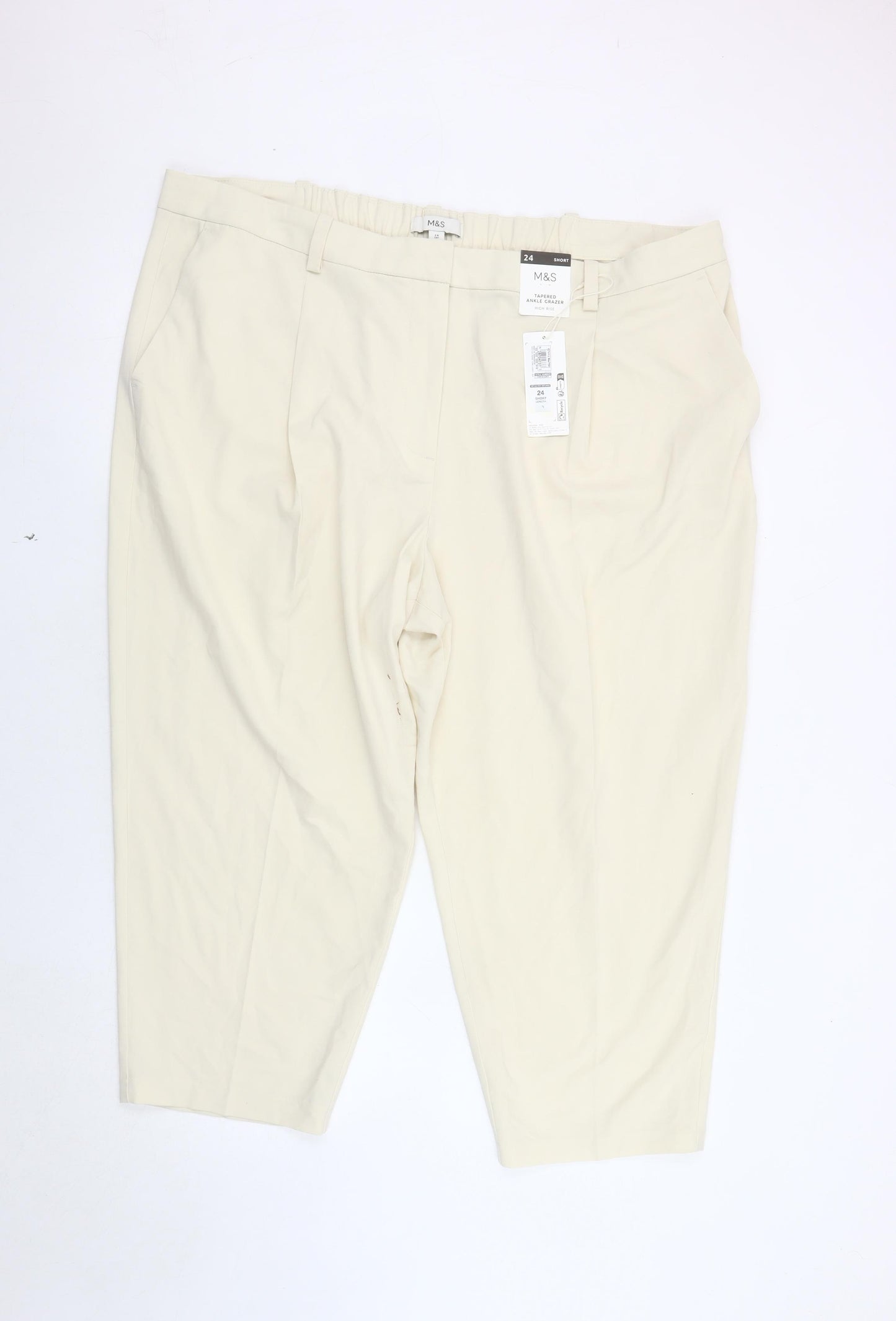 Marks and Spencer Women's Ivory Ankle Trousers, Size 24