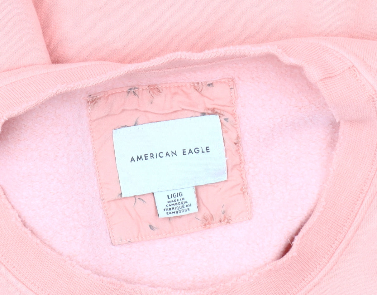 American Eagle Unisex Pink Pullover Sweatshirt, Size L