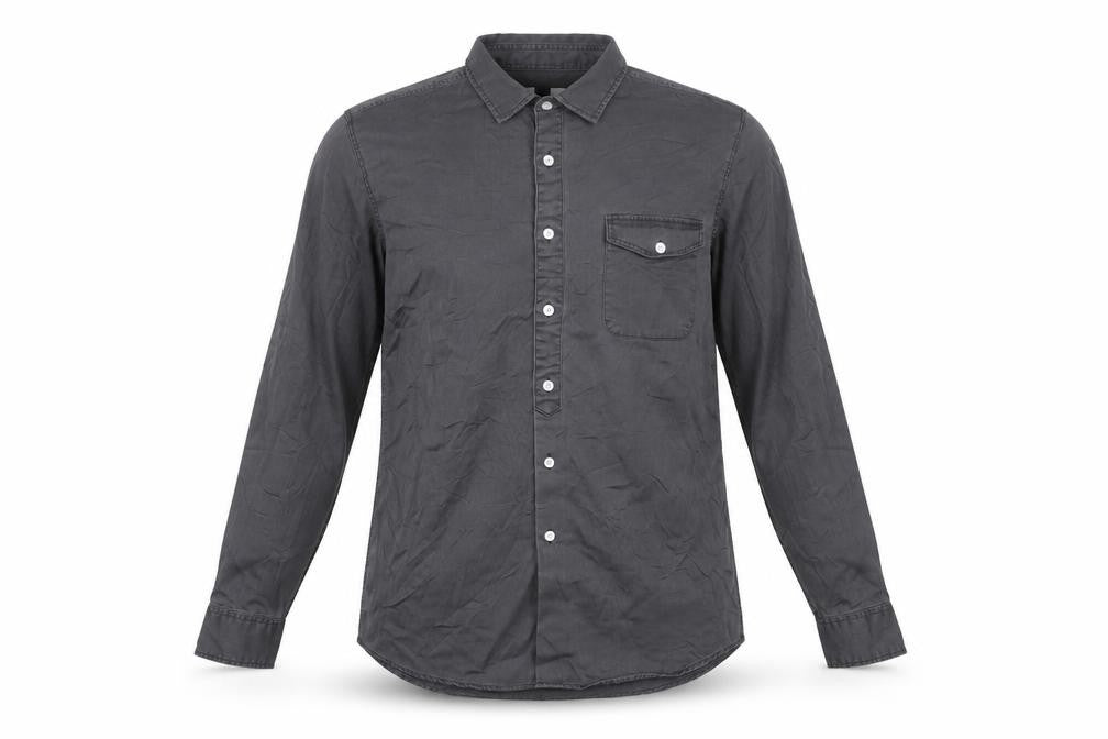 Front view of Topman Men's Grey Long Sleeve Casual Shirt - M