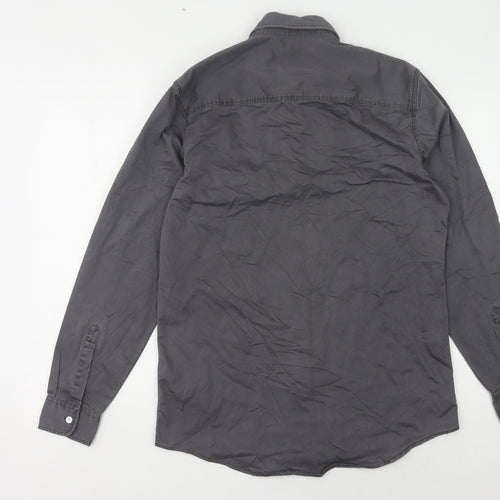 Topman Men's Grey Long Sleeve Casual Shirt - M