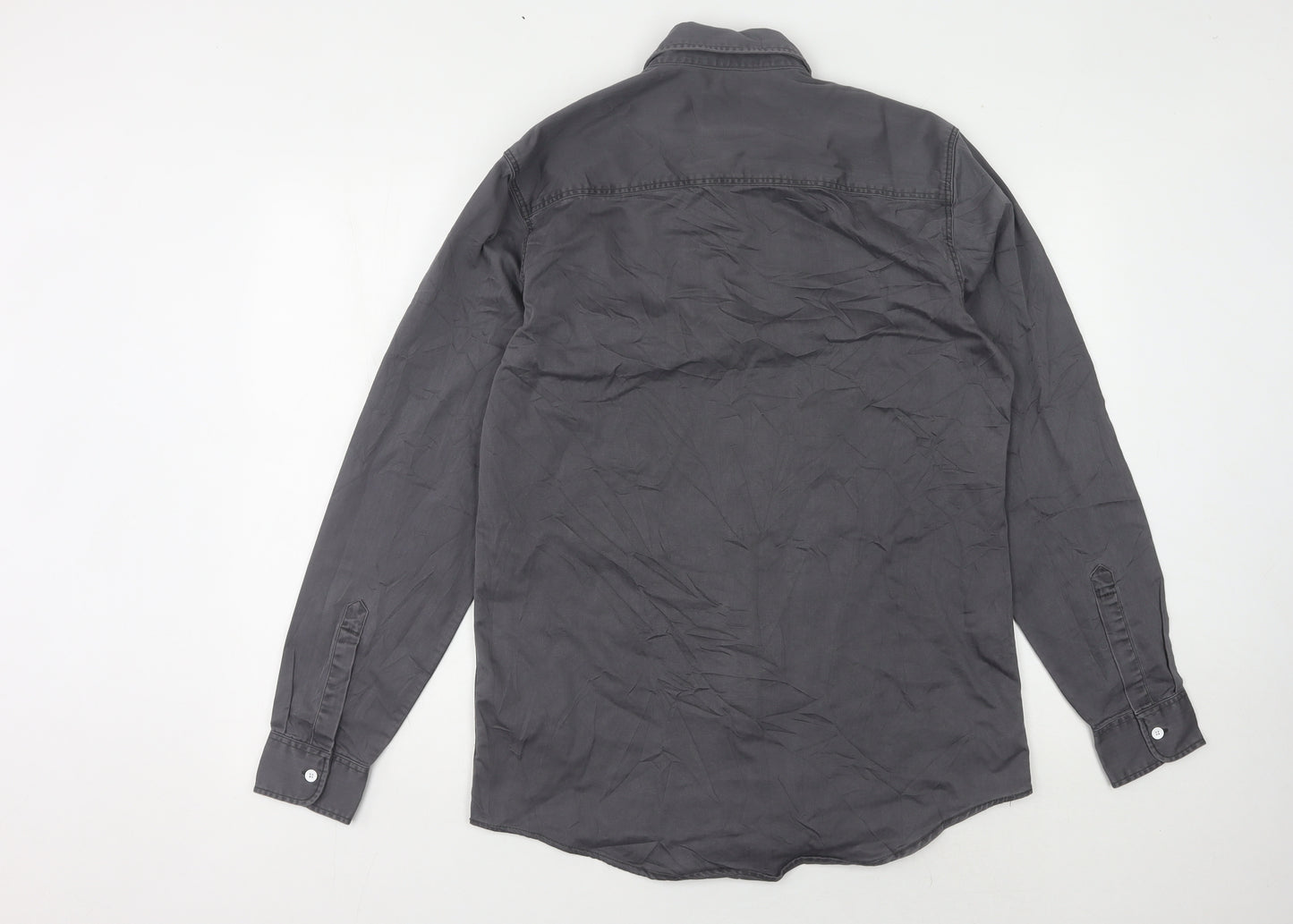 Topman Men's Grey Long Sleeve Casual Shirt - M