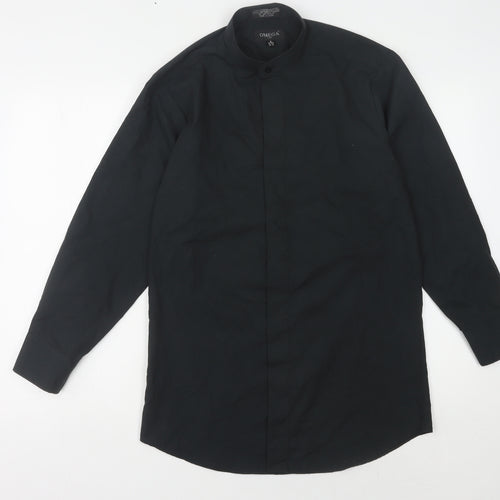 Omega Men's Black Button-Up Shirt, Long Sleeve, Size S