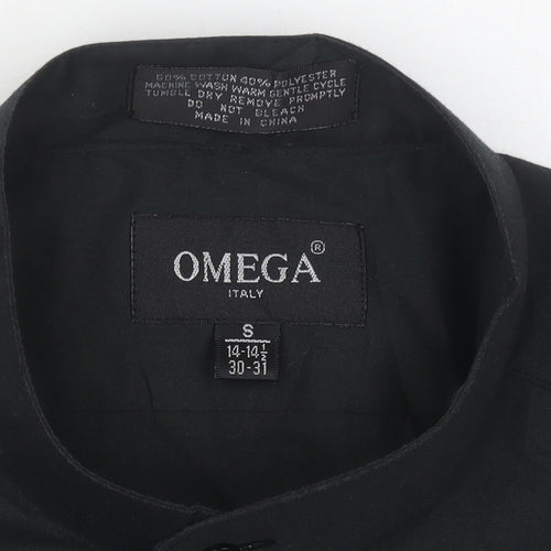Omega Men's Black Button-Up Shirt, Long Sleeve, Size S