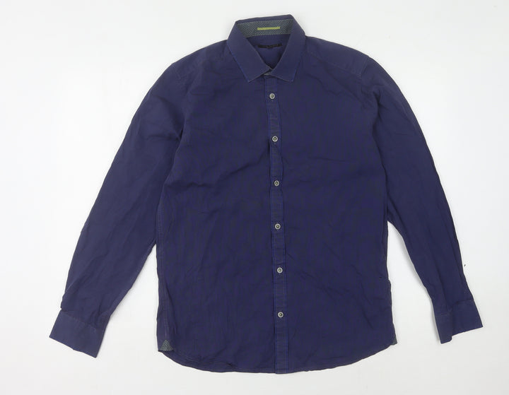 Ted Baker Men's Blue Long Sleeve Button-Up Shirt - M