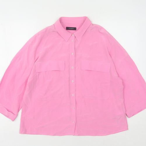Autograph Women's Pink Silk Button-Up Shirt, Size 12